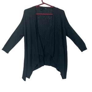 Eileen Fisher womens XS cardigan linen blend gray open front sweater casual mini